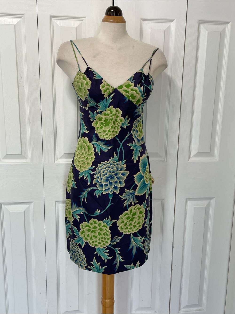 Laundry By Shelli Segal Navy Dress with Green Floral Print